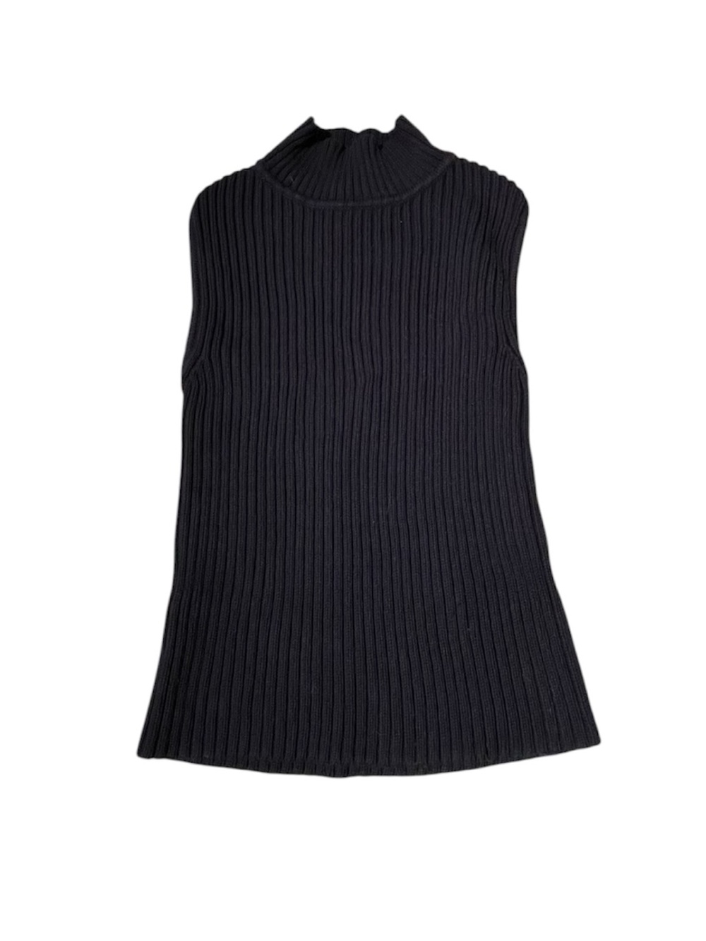 Koji Yohji Black Knit Ribbed Mock Neck Sleeveless Top Medium